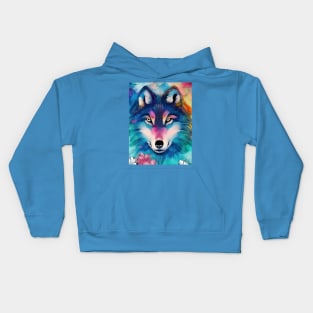 Colorful Wolf Face Kids Hoodie